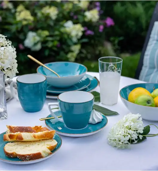 LUBIANA BOSS 6630L Komplet Filiżanka 350 ml + spodek / 12 os / 24 el / morski / porcelana ręcznie malowana