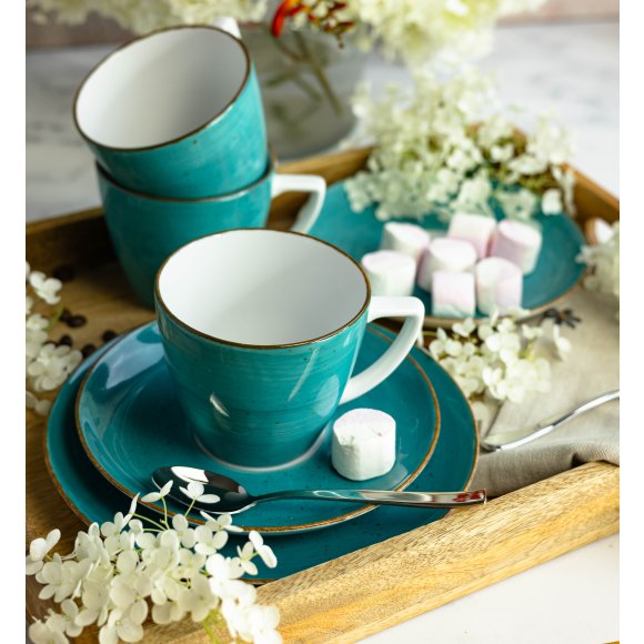 LUBIANA BOSS 6630L Komplet Filiżanka 350 ml + spodek / 12 os / 24 el / morski / porcelana ręcznie malowana