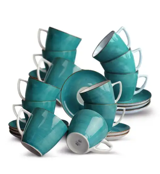 LUBIANA BOSS 6630L Komplet Filiżanka 350 ml + spodek / 12 os / 24 el / morski / porcelana ręcznie malowana