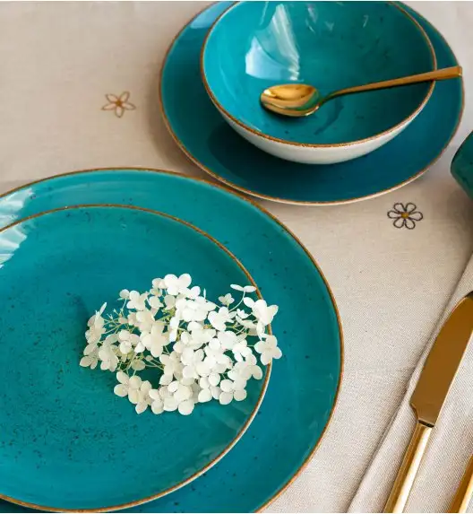 LUBIANA BOSS 6630L Serwis obiadowy 72 el / 24 osoby / morski / porcelana ręcznie malowana