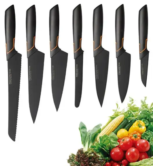 FISKARS EDGE FSEL1 Komplet 7 noży kuchennych / japońska stal nierdzewna 