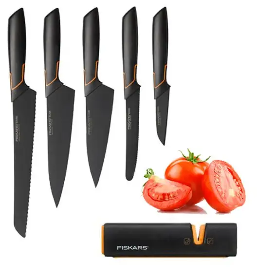 FISKARS EDGE FSEL7 Komplet 5 noży kuchennych + ostrzałka Fiskars Edge / japońska stal nierdzewna 
