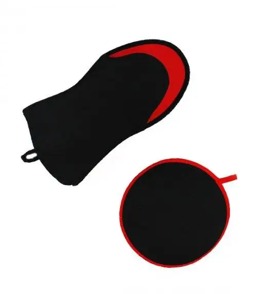 GERLACH Rękawica kuchenna + podkładka / czarno-czerwona 
