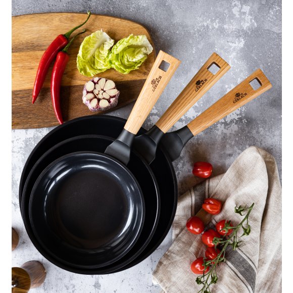 GERLACH NATUR EVO Komplet patelni z powłoką ceramiczną ILAG® Non-Stick / 20, 24, 28 cm