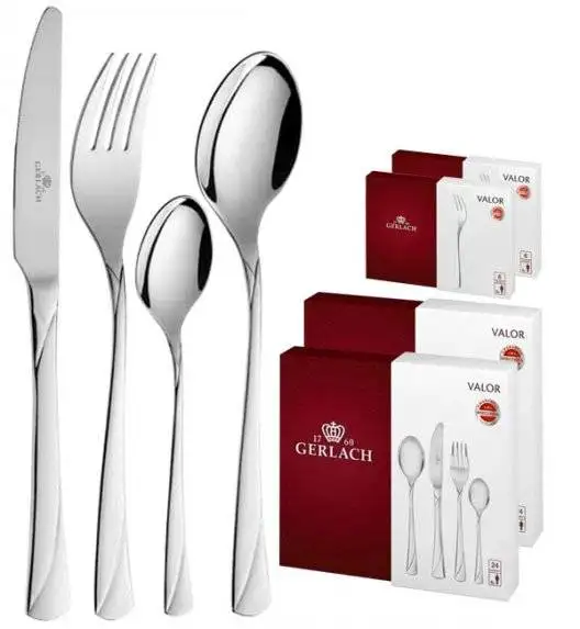 Gerlach Valor Sztućce Komplet 60 el (2x24+dodatki) pudełko / 12 osób / połysk