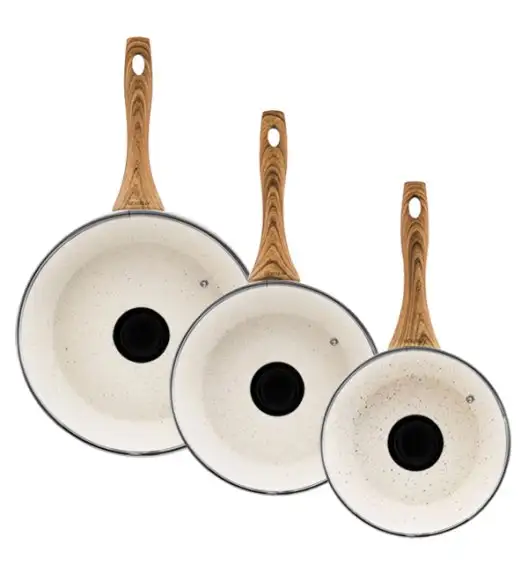 AMBITION NATURE Komplet patelni z powłoką nieprzywierającą Ø20+24+28 cm + pokrywki uniwersalne