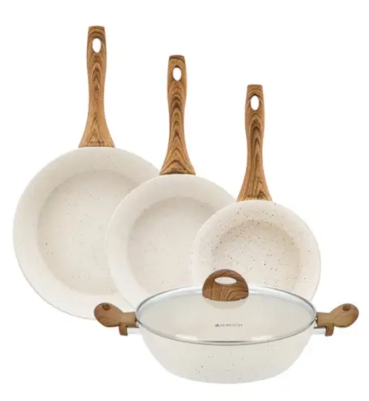 AMBITION NATURE Komplet patelni z powłoką nieprzywierającą Ø20+24+28 cm + patelnia głęboka 28 cm
