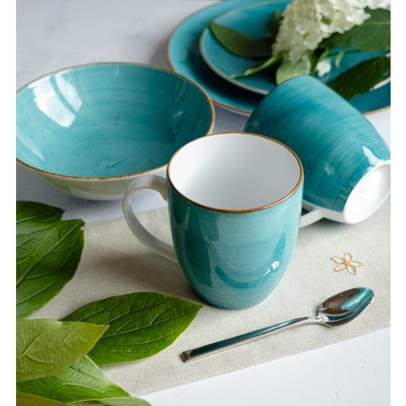 LUBIANA BOSS 6630L Serwis obiadowy 24 el / 6 osób / morski / porcelana ręcznie malowana