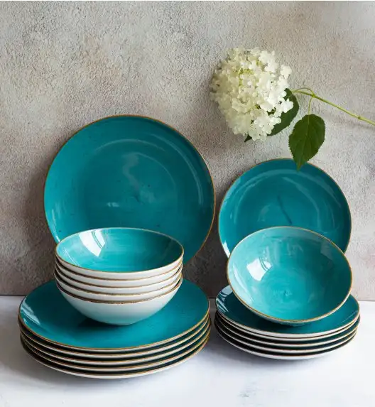 LUBIANA BOSS 6630L Serwis obiadowy 96 el / 24 osoby / morski / porcelana ręcznie malowana