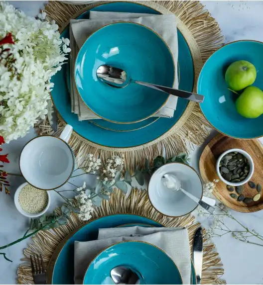 LUBIANA BOSS 6630L Serwis obiadowy 28 el / 6 osób / morski / porcelana ręcznie malowana