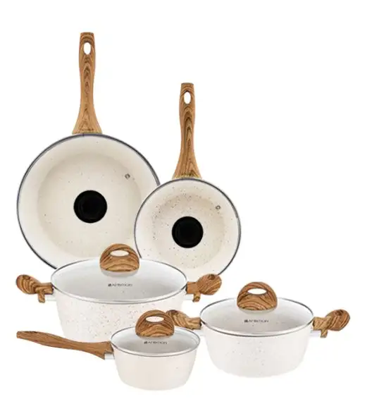 AMBITION NATURE Komplet Garnki z pokrywkami 6 el + patelnia 20, 28 cm + pokrywki uniwersalne