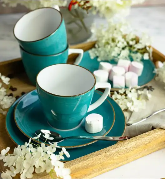 LUBIANA BOSS 6630L Serwis obiadowo - kawowy 36 el / 6 osób / morski / porcelana ręcznie malowana