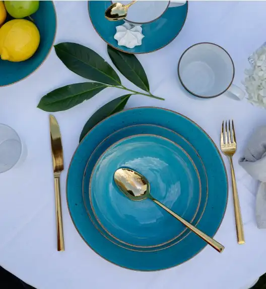 LUBIANA BOSS 6630L Serwis obiadowo - kawowy 36 el / 6 osób / morski / porcelana ręcznie malowana