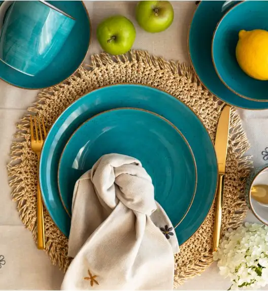 LUBIANA BOSS 6630L Serwis obiadowo - kawowy 108 el / 18 osób / morski / porcelana ręcznie malowana