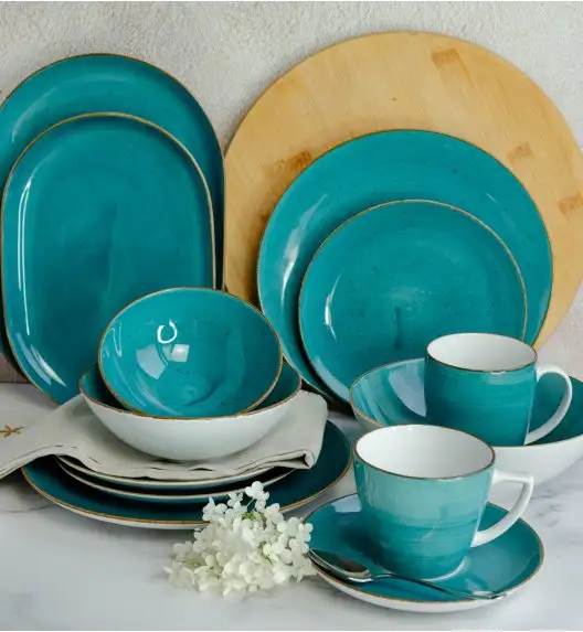 LUBIANA BOSS 6630L Serwis obiadowo - kawowy 144 el / 24 osób / morski / porcelana ręcznie malowana