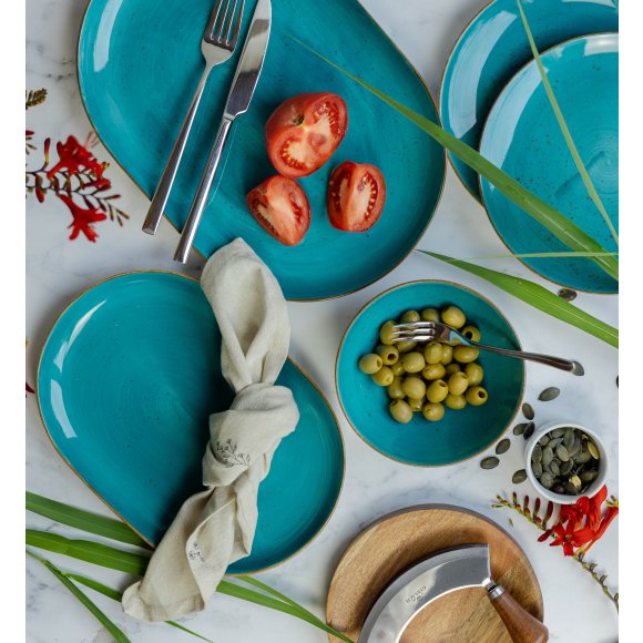 LUBIANA BOSS 6630L Serwis obiadowo - kawowy 112 el / 18 osób / morski / porcelana ręcznie malowana