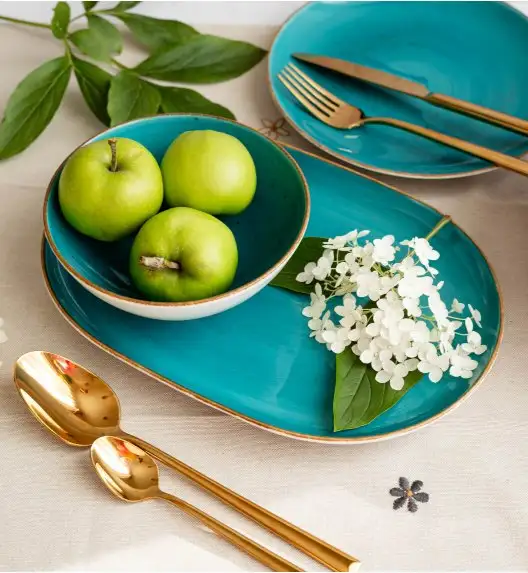 LUBIANA BOSS 6630L Serwis obiadowo - kawowy 76 el / 12 osób / morski / porcelana ręcznie malowana