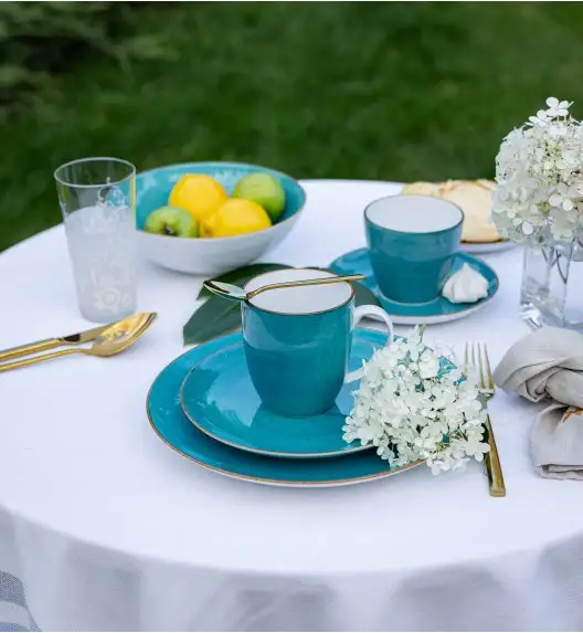 LUBIANA BOSS 6630L Serwis obiadowo - kawowy 76 el / 12 osób / morski / porcelana ręcznie malowana