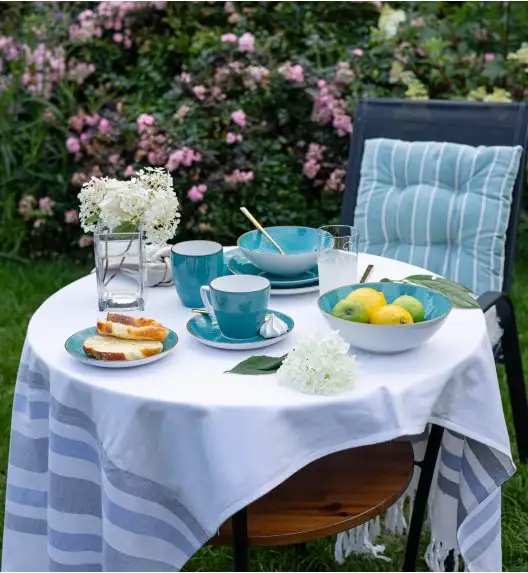 LUBIANA BOSS 6630L Serwis obiadowo - kawowy 40 el / 6 osób / morski / porcelana ręcznie malowana