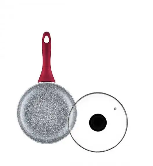 AMBITION JASPER Patelnia 20 cm + pokrywka uniwersalna / nieprzywierająca powłoka Qualum Basic Stone Edition