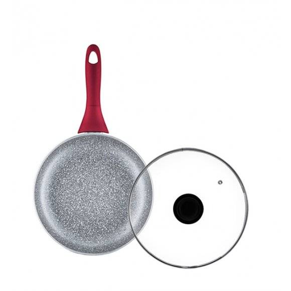 AMBITION JASPER Patelnia 24 cm + pokrywka uniwersalna / nieprzywierająca powłoka Qualum Basic Stone Edition