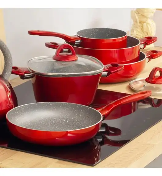 AMBITION JASPER Patelnia 24 cm + pokrywka uniwersalna / nieprzywierająca powłoka Qualum Basic Stone Edition