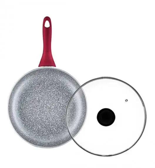 AMBITION JASPER Patelnia 28 cm + pokrywka uniwersalna / nieprzywierająca powłoka Qualum Basic Stone Edition