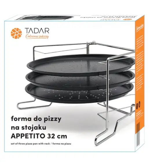 TADAR APPETITO Komplet 3 blach do pizzy 32 cm + stojak 