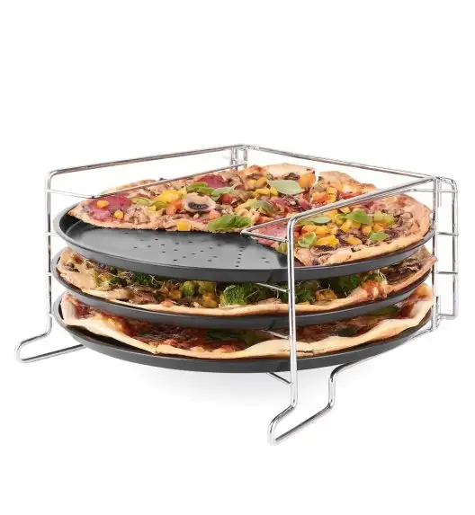TADAR APPETITO Komplet 3 blach do pizzy 32 cm + stojak 