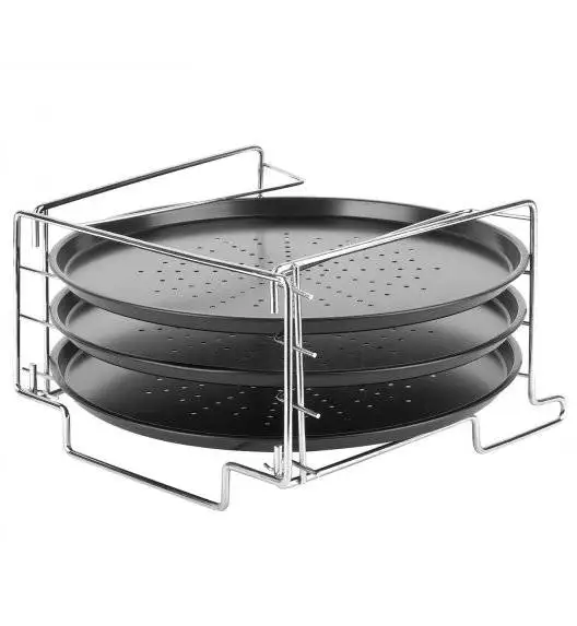 TADAR APPETITO Komplet 3 blach do pizzy 32 cm + stojak 