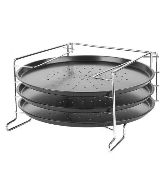 TADAR APPETITO Komplet 3 blach do pizzy 32 cm + stojak 