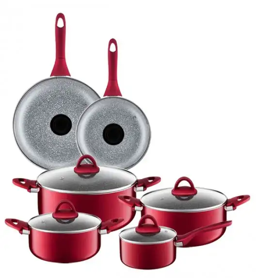 AMBITION JASPER Komplet garnków z pokrywkami 8el (16, 20, 24, 28) cm + patelnie (20, 28) cm + pokrywki uniwersalne / nieprzywierająca powłoka / indukcja