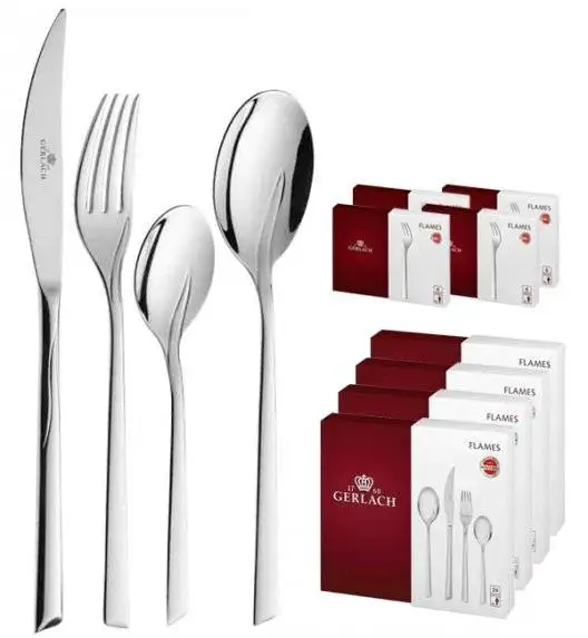 Gerlach Flames Sztućce Komplet 120 el (4x30 el) pudełko / 24 osoby / połysk