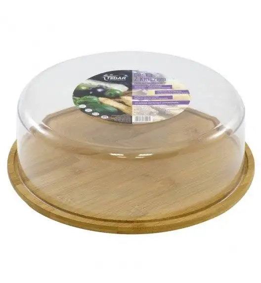 TADAR Okrągła deska z kloszem ⌀ 28 cm / drewno bambusowe 