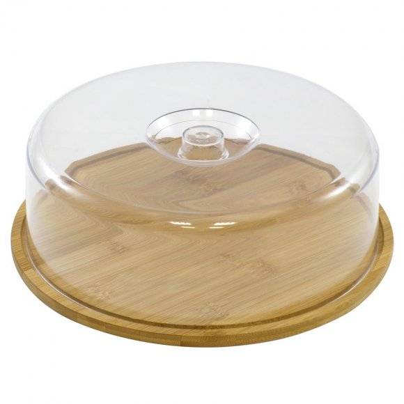 TADAR Okrągła deska z kloszem ⌀ 28 cm / drewno bambusowe 