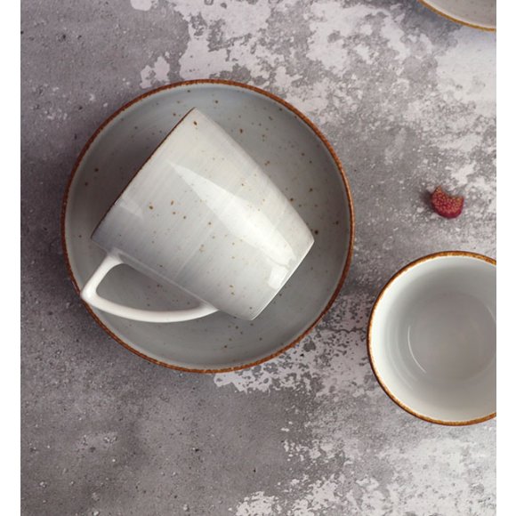 LUBIANA BOSS 6630Z Filiżanka 200 ml + spodek / szary / porcelana ręcznie malowana