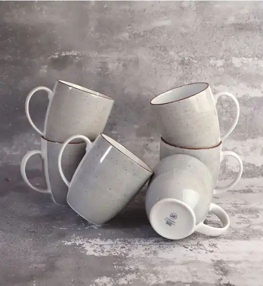 LUBIANA BOSS 6630Z Komplet kubków 380 ml / 6 os / 6 el / szary / porcelana ręcznie malowana