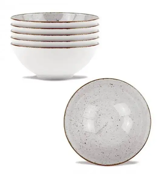 LUBIANA BOSS 6630Z Komplet salaterek 15 cm / 6 os / 6 el / szara / porcelana ręcznie malowana