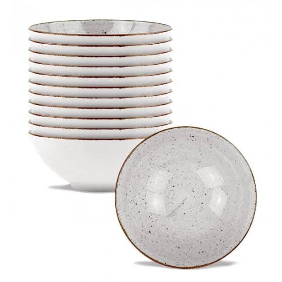 LUBIANA BOSS 6630Z Komplet salaterek 15 cm / 12 os / 12 el / szara / porcelana ręcznie malowana