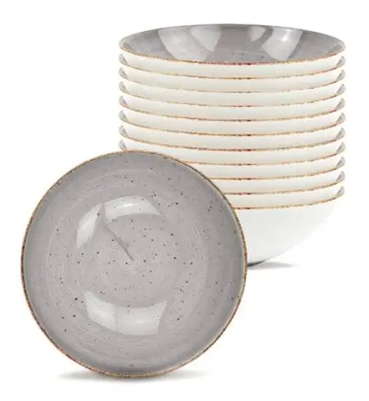 LUBIANA BOSS 6630Z Komplet talerzy głębokich 18 cm / 12 el / 12 os / szary / porcelana ręcznie malowana