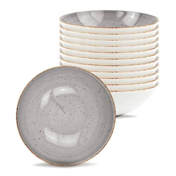 LUBIANA BOSS 6630Z Komplet talerzy głębokich 18 cm / 12 el / 12 os / szary / porcelana ręcznie malowana