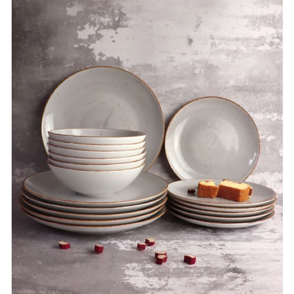 LUBIANA BOSS 6630Z Serwis obiadowy 18 el / 6 osób / szary / porcelana ręcznie malowana