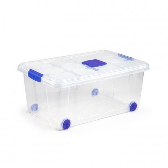 PLASTIC FORTE Pojemnik do przechowywania na kółkach 36 L / transparentny / tworzywo sztuczne