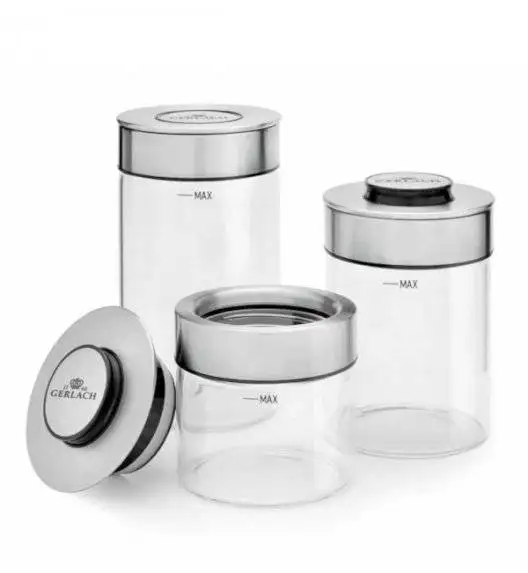 GERLACH AMBIENTE Zestaw 3 szklanych pojemników na żywność / hermetyczna pokrywka