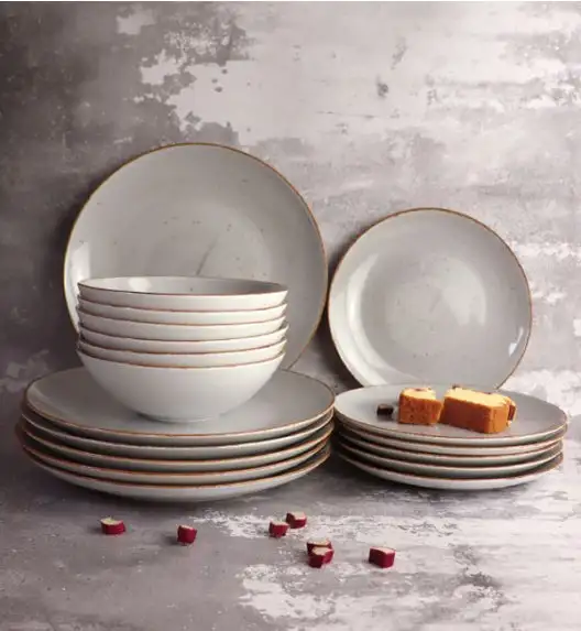 LUBIANA BOSS 6630Z Serwis obiadowy 36 el / 12 osób / szary / porcelana ręcznie malowana