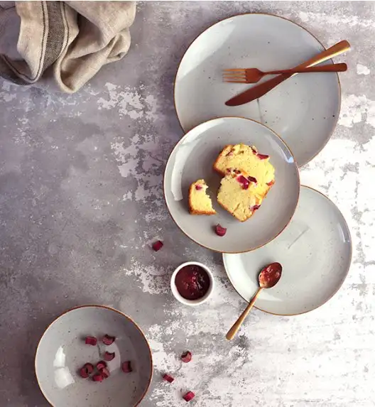 LUBIANA BOSS 6630Z Serwis obiadowy 36 el / 12 osób / szary / porcelana ręcznie malowana