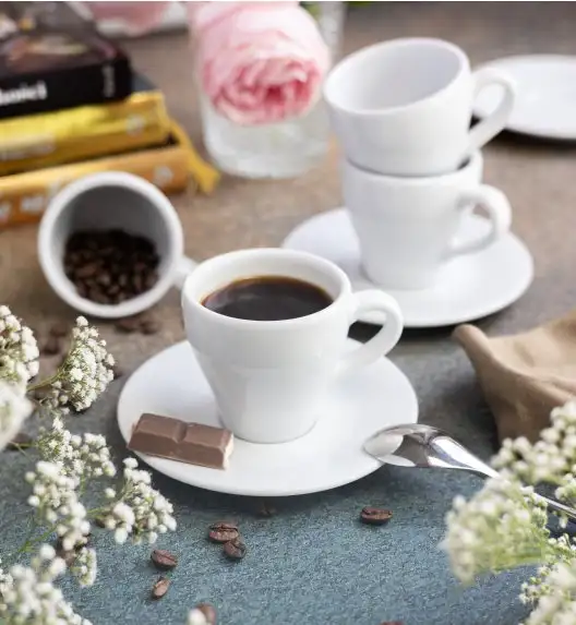 LUBIANA PAULA Komplet filiżanka do espresso 70 ml + spodek 12 cm / 6 os / 12 el / porcelana