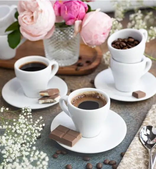 LUBIANA PAULA Komplet filiżanka do espresso 70 ml + spodek 12 cm / 6 os / 12 el / porcelana