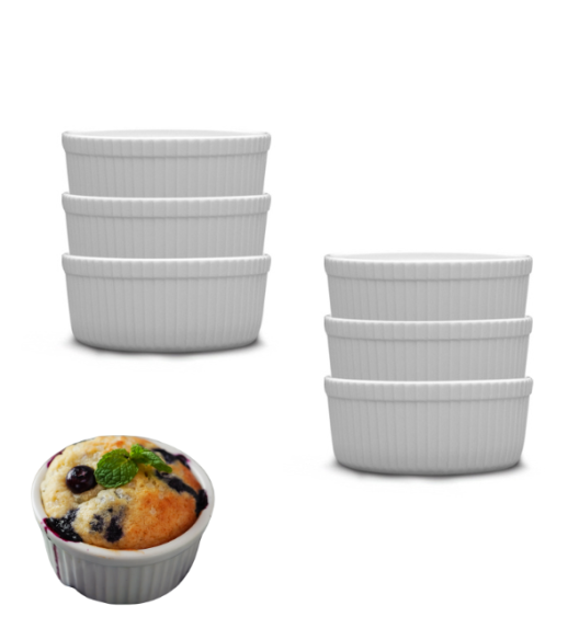 LUBIANA AMERYKA 6 x Czarka / salaterka z relifem ø 11,5 cm / porcelana