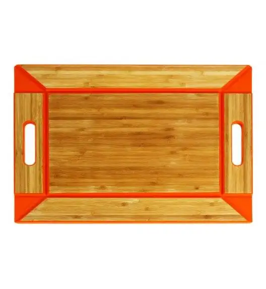 FREEFORM Dwustronna taca do serwowania pomarańczowa / drewno bambusowe+silikon